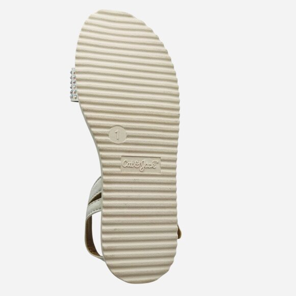 Girls' White Sandals Rhinestone Strap Ankle Buckle Open Toe Summer Shoes Size 4 - Picture 8 of 8